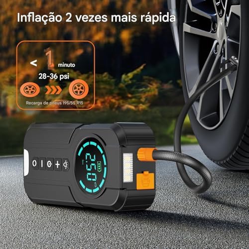 Auxiliar de Partida Multifuncional 8000 mAh com Compressor de Ar — imagem 3