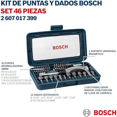 Bosch Jogo de Pontas e Soquetes para Parafusar — 46 peças — imagem 5