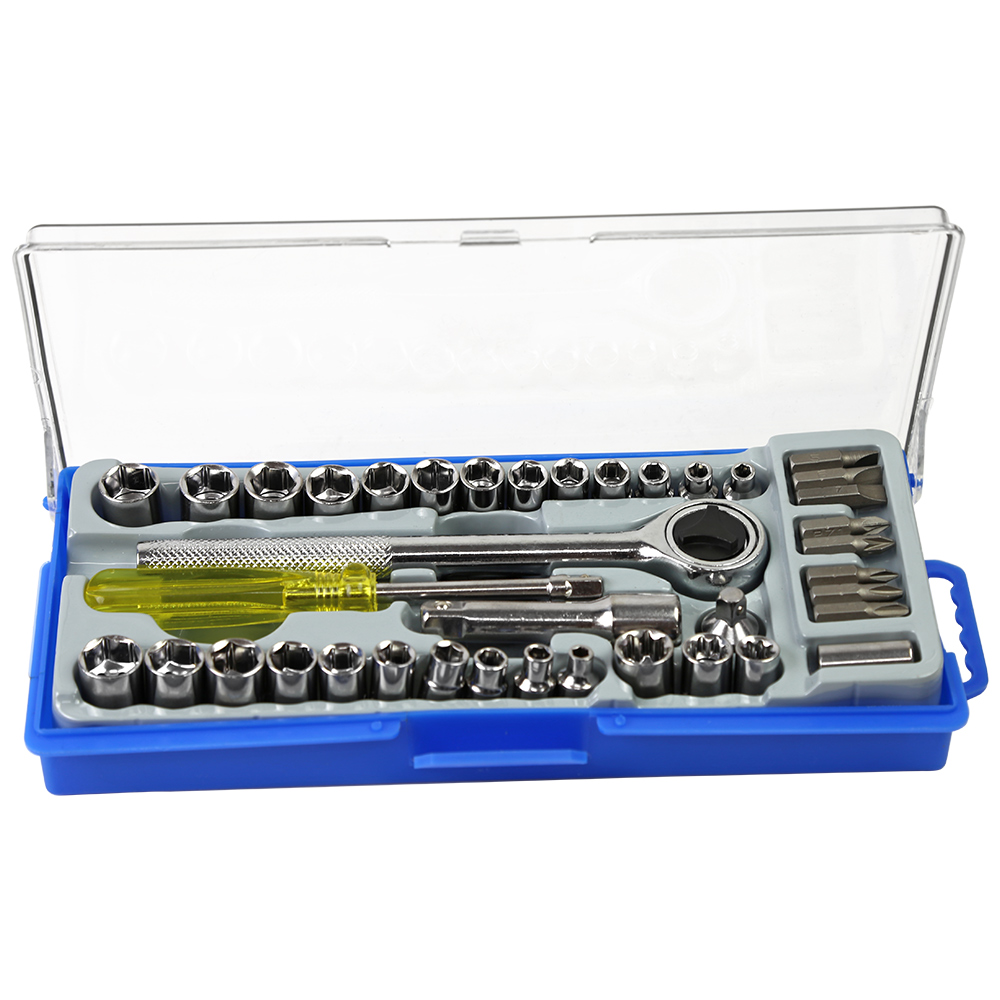 Jogo Soquetes + Bits + Catraca FORTGPRO FG8912 — 40 peças — imagem 1