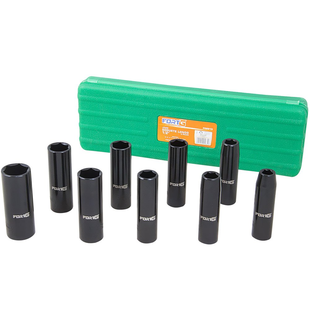 Jogo de Soquetes de Impacto 1/2" FORTGPRO FG8910 — 9 peças — imagem 1