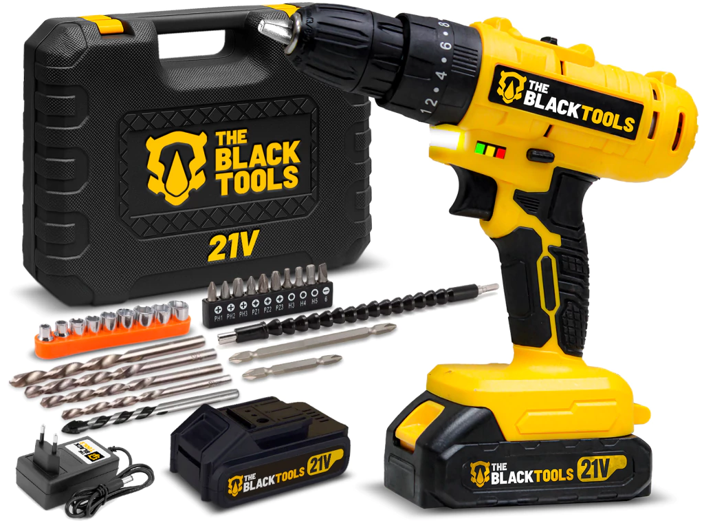 Parafusadeira / Furadeira The Black Tools TB-21PZ 21V com 2 baterias e maleta — imagem 1