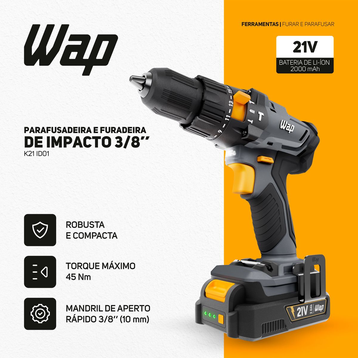 Parafusadeira / Furadeira WAP K21 21V — imagem 4